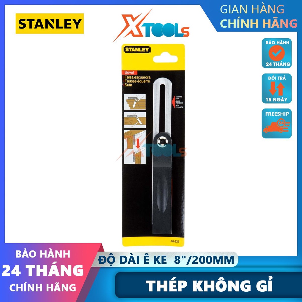 Thước đo góc STANLEY 46-825-0, ê ke vuông kích thước 8″/140mm, có độ chính xác cao, sai số chỉ 0.7mm/m-CHÍNH HÃNG-XTOOLS