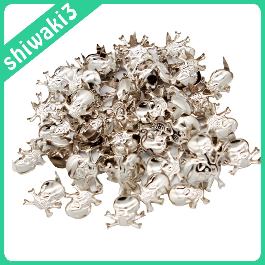 Bộ 50 đinh tán hình đầu lâu bằng kim loại trang trí quần áo / nón / da