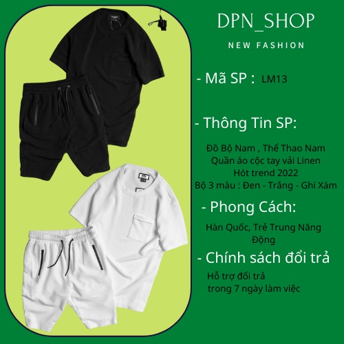Đồ Bộ Nam, Thể Thao Nam Quần Áo Cộc Tay Vải Linen Hót Trend Hè 2022