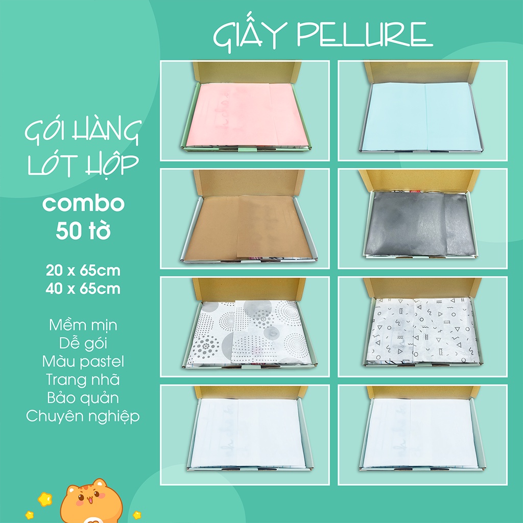 50 Tờ Giấy Pelure ⚡Nhiều Màu ⚡Nhiều Kích Thước ⚡Gói Hàng Lót Hộp ⚡Giấy Gói Thời Trang, Chống Ẩm, Sang Trọn