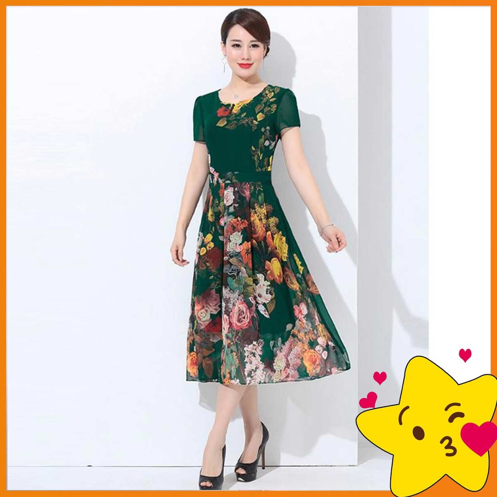 ĐẦM VOAN IN HOA 3D XÒE NHẸ XẾP LI CAO CẤP - TP1899
