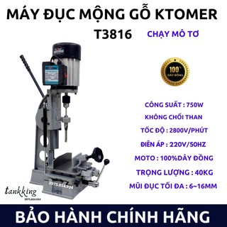 Máy đục mộng vuông ktomer - 3816 chạy mô tơ từ, 100% dây đồng, công suất 750w