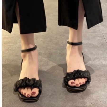 Sandall nữ gót vuông quai voan cao 5cm - B8