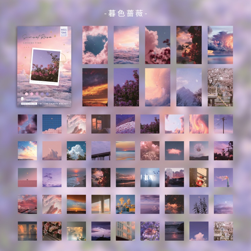 Set 55 Miếng Dán Trang Trí Sổ Tay Phong Cách retro