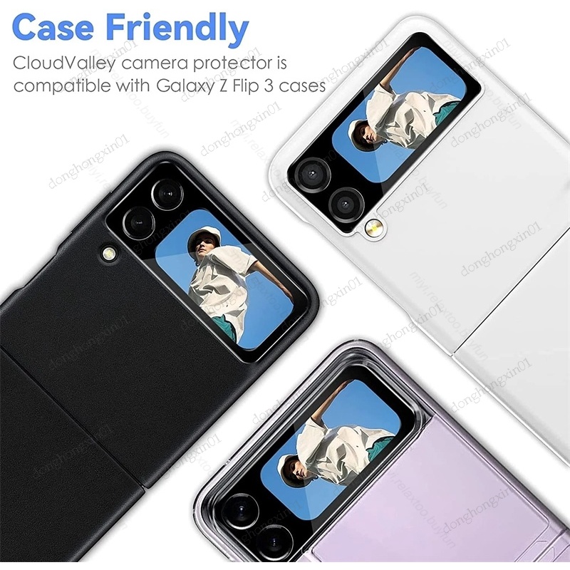 Set 2 Kính Cường Lực Cong 3D Bảo Vệ Camera Cho Samsung Galaxy Z Flip 4 5G Sumsung ZFlip4 Z Flip 4