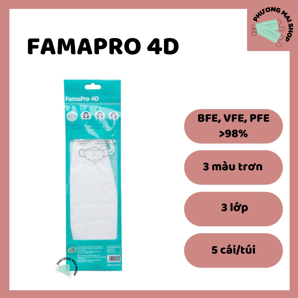 [4D MASK] Khẩu trang y tế cao cấp kháng khuẩn 3 lớp Famapro 4D