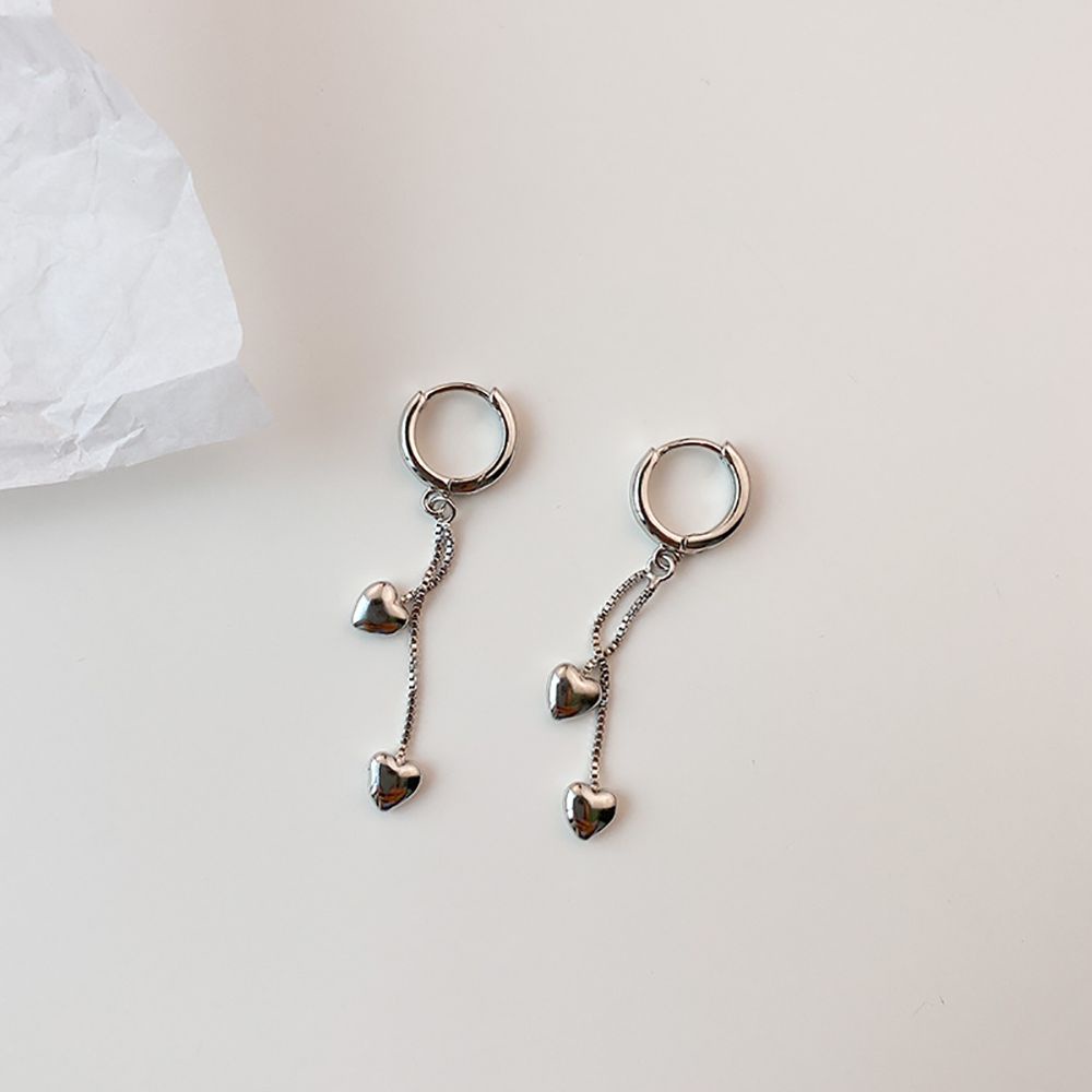 Khuyên Tai Tua Rua Hình Trái Tim Dễ Thương Phong Cách Hàn Quốc Dành Cho Nữ