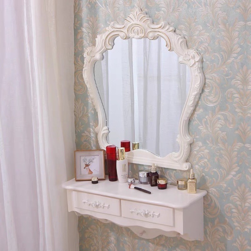 [ Hàng chọn ] Bàn trang điểm treo, Gương nhựa ABS, Kệ gỗ MDF chống thấm