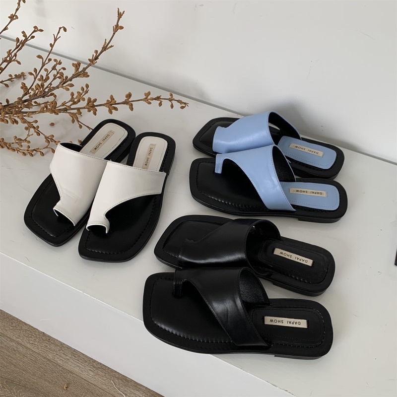 DAPAI SHOW Sandal dép đế lười xỏ ngón bằng da đi trong nhà hoặc đi chơi