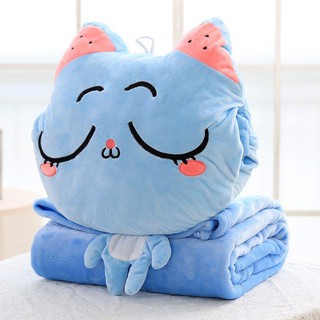 Bộ Chăn gối văn phòng 3 in 1 Mèo - Bộ Chăn kèm gối 3 in 1 hình con mèo, Gấu Ôm Dành Cho Bé Yêu, Dành Cho Dân Văn Phòng