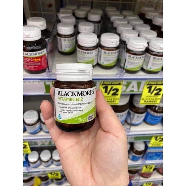 Viên uống bổ sung Vitamin B12 Blackmores 75 viên- hỗ trợ mức năng lượng và hỗ trợ sản xuất tế bào hồng cầu khỏe mạnh