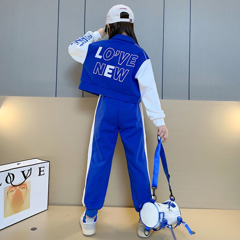 Bộ quần áo mùa thu của bé gái 2022 phong cách mới phương tây thể thao mùa xuân và mùa thu áo khoác trẻ em mùa thu áo len bé gái bộ hai mảnh