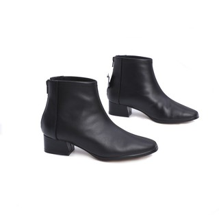 Boot nữ gót thấp 3cm mũi vuông da bò thật pixie x612