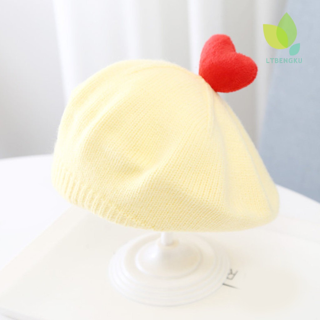 Mũ beanie trang trí trái tim trên đỉnh đáng yêu dành cho bé gái