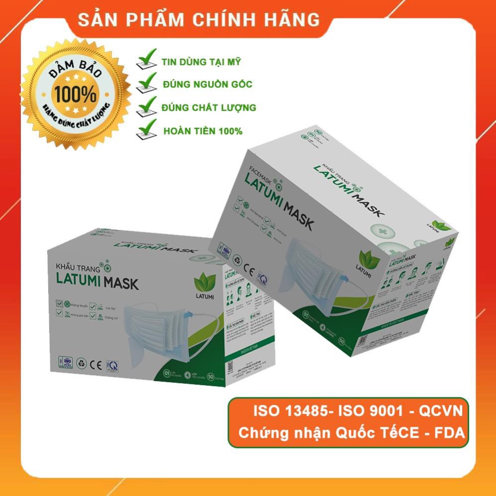 Khẩu Trang Y Tế 4 Lớp Có LOGO,Hộp 50 Chiếc Kháng Khuẩn LATUMI