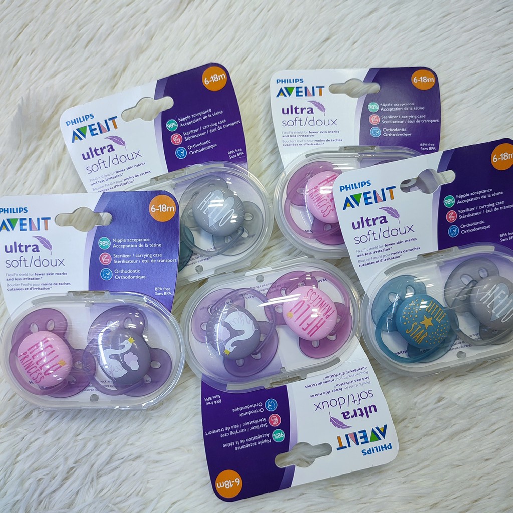 Ty ngậm Philips AVENT Ultra Soft siêu mềm cho bé 6-18 tháng