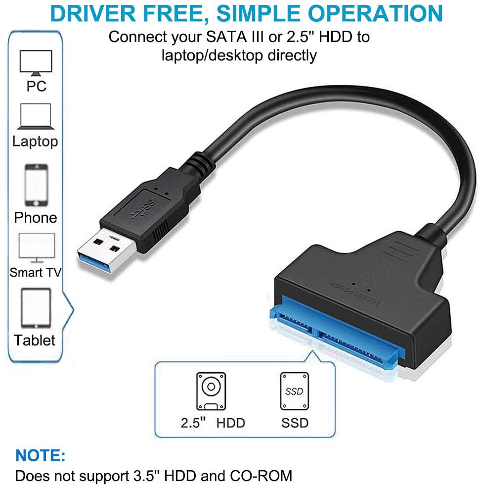 Cáp Chuyển Đổi Usb 3.0 Sang Sata 2.5 &quot;Ssd Hdd Drives 5gbps Tốc Độ Cao Usb 3.0