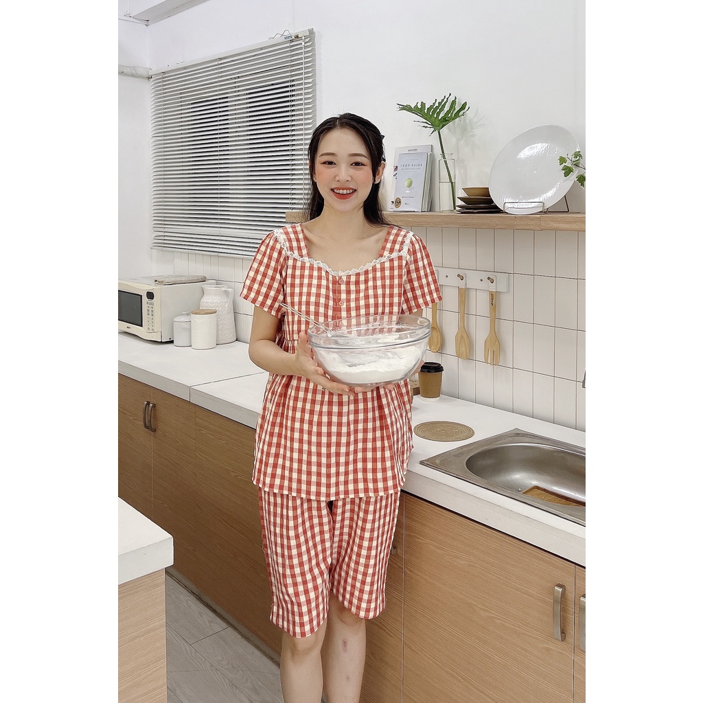 Bộ bầu mặc nhà lửng karo trẻ trung