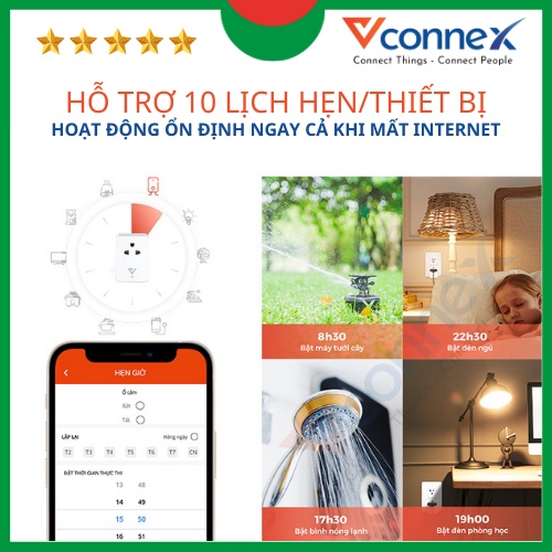 Ổ cắm điện chống giật thông minh Vconnex - Smart Plug. Bảo hành 12 tháng, 1 đổi 1
