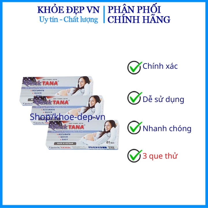 combo 3 Bút Thử Thai Quicktana Test trực tiếp - Nhanh chóng, dễ dàng, chính xác