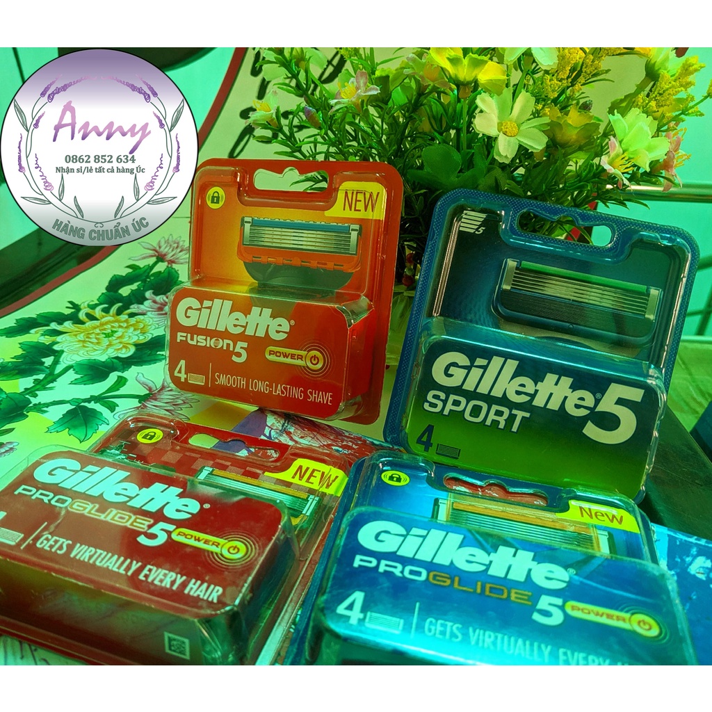 Hộp 4 Lưỡi Dao Cạo Râu Gillette Với Đầu Cạo 5+1 - Fusion/Proglide/PowerProglide/Sport