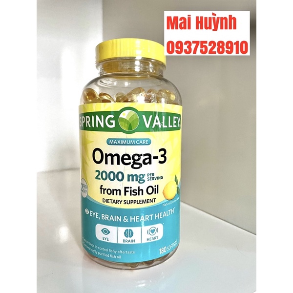 Viên uống dầu cá Spring Valley Omega3 -180 viên-2000mg