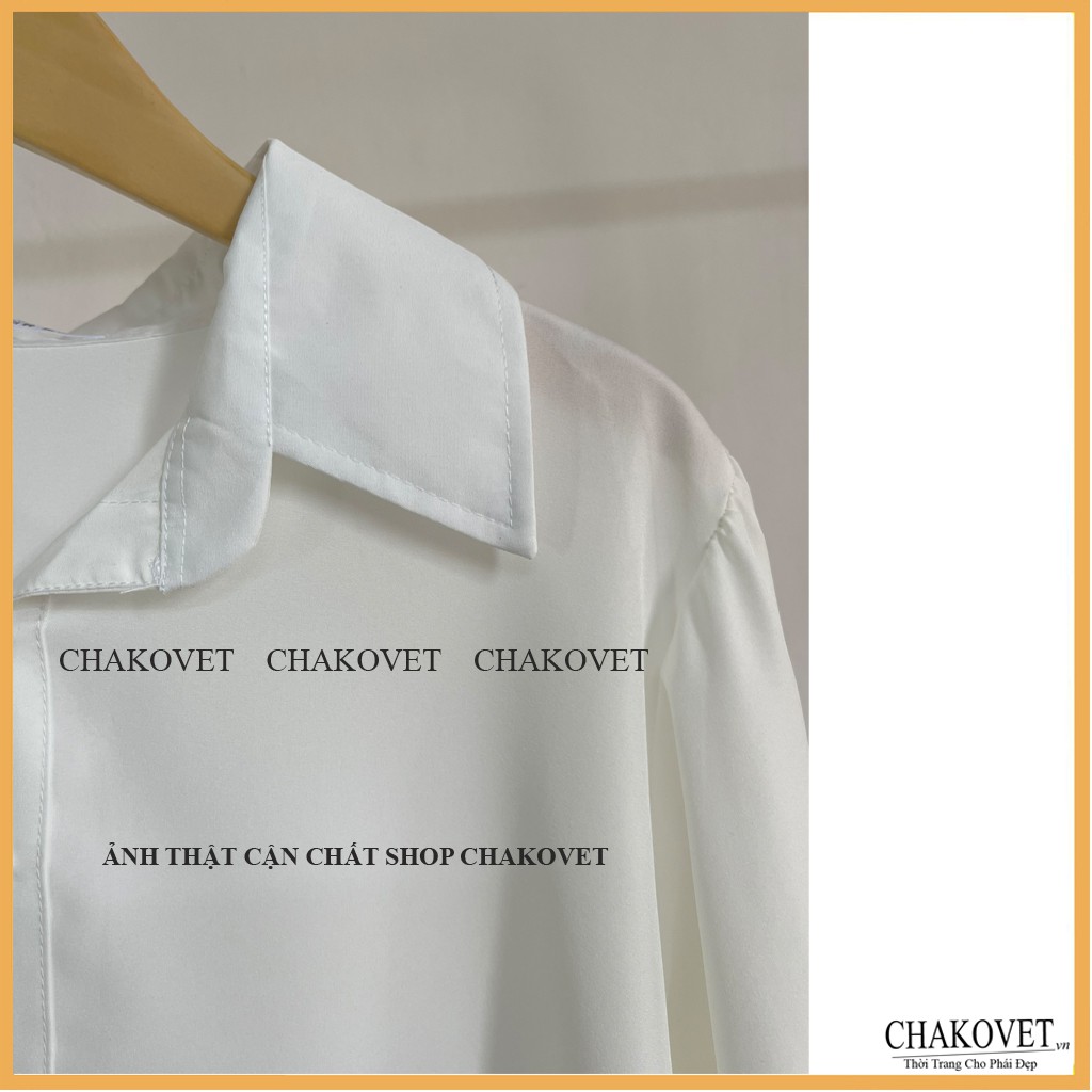 Áo sơ mi nữ dài tay công sở CKA862, áo kiểu nữ màu trắng cúc ngọc tay bo chun style hàn quốc freesize <53kg cực xinh | BigBuy360 - bigbuy360.vn