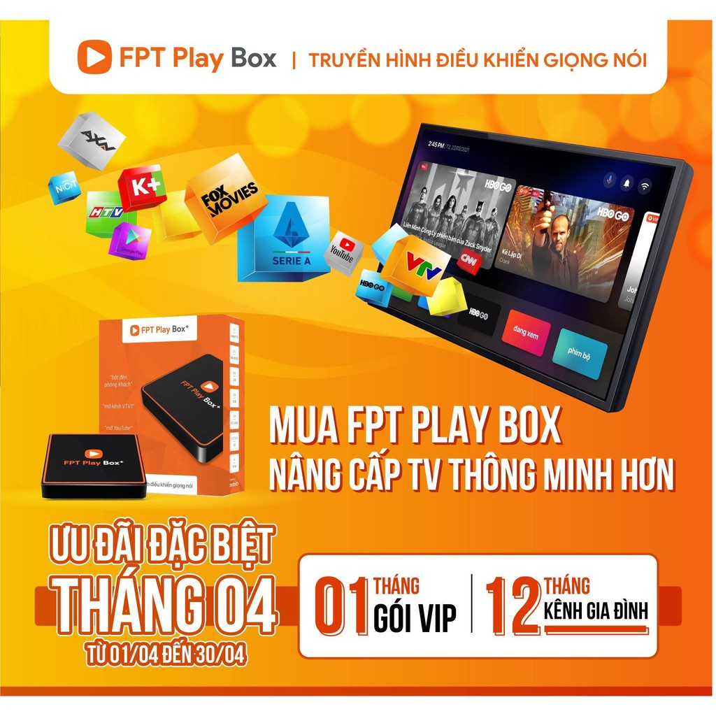 Đầu thu kỹ thuật số FPT Play Box+ 2020 - Tivi Box - Hệ điều hành AndroidTV 10 - Tặng chuột không dây