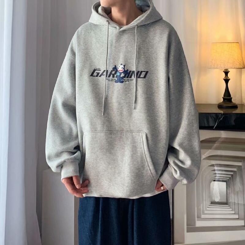 Áo hoodie dáng rộng in họa tiết hoạt hình phong cách Nhật Bản thời trang năng động cho nam và nữ size M-5XL