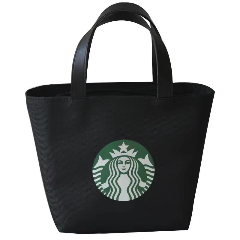Túi Đựng Hộp Cơm Trưa Xách Tay Cỡ Lớn Họa Tiết Starbucks Đơn Giản