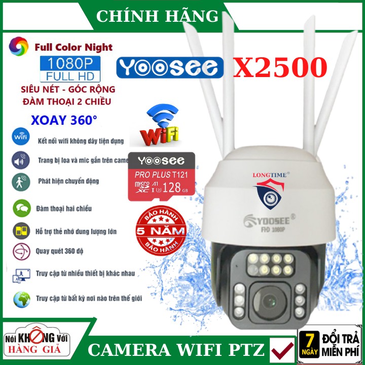 Camera Wifi Ngoài Trời xem đêm có màu Yoosee X2500 , đàm thoại 2 chiều, cảnh báo chuyển động, chống nước, bảo hành 5 năm