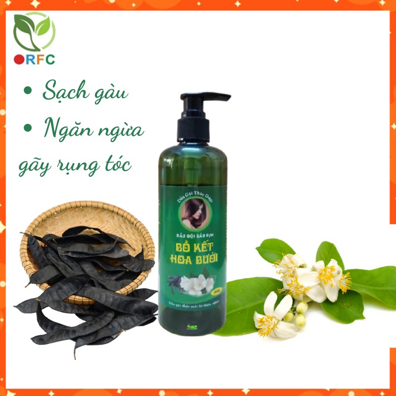 [SẢN PHẨM ORGANIC ] Dầu gội đầu thảo dược bồ kết hoa bưởi P/H - sạch gàu, chống nấm ngứa, ngăn rụng tóc - 300ml