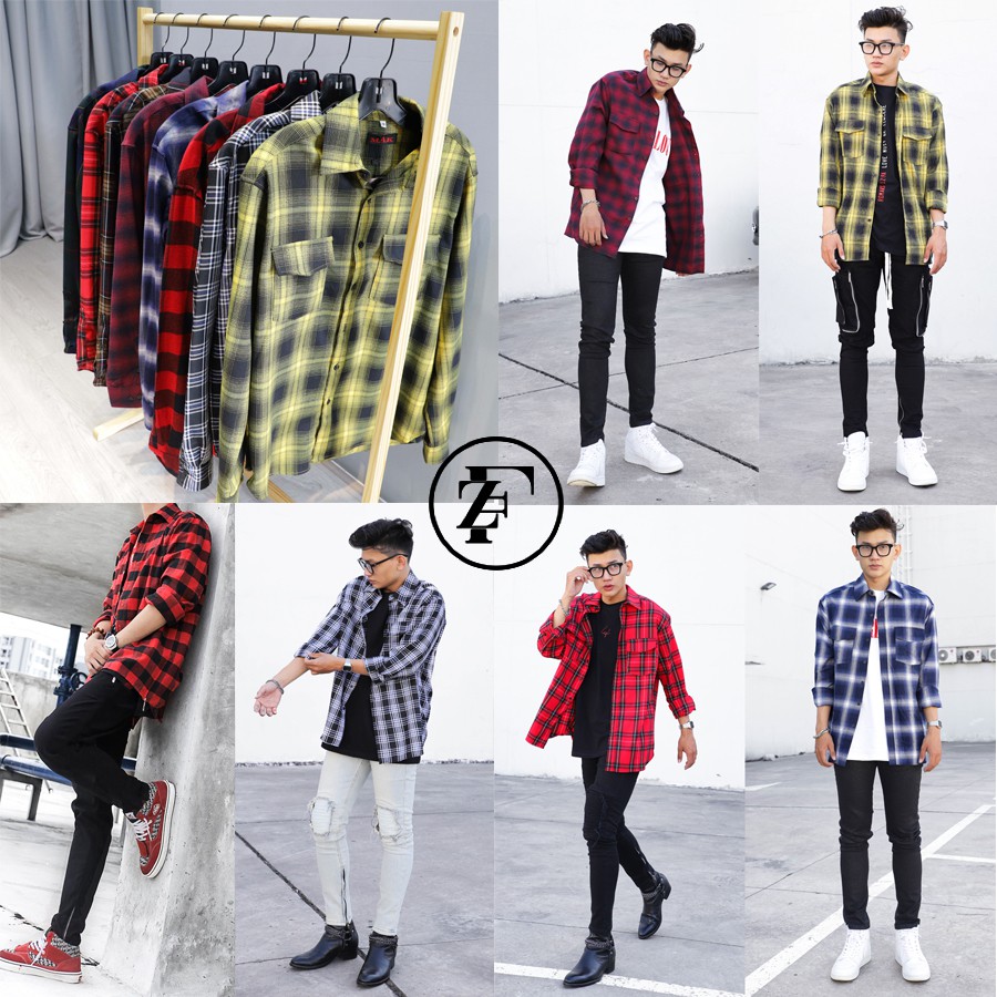 Áo sơ mi flannel sọc caro nhiều màu | BigBuy360 - bigbuy360.vn