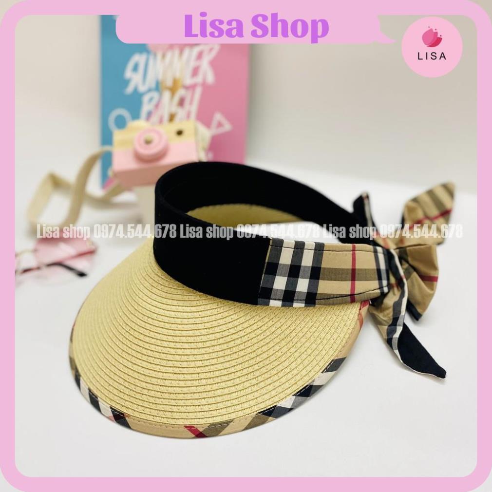 [HÀNG LOẠI 1- CAO CẤP]  Mũ cói nửa đầu, nón cói đầu trống rộng vành gắn nơ sau phong cách Hàn Quốc Lisa, M30