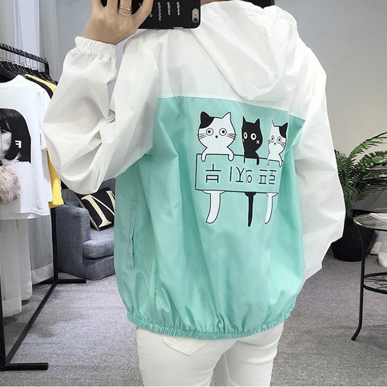 [S02] Áo khoát nữ gió dù 2 lớp chống nắng in hình mèo kitty siêu chất bao đẹp - M058 | BigBuy360 - bigbuy360.vn