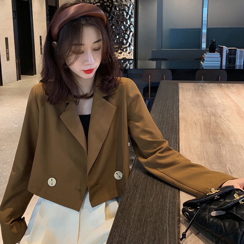 Áo khoác IELGY ngắn dáng rộng thời trang Hàn Quốc sành điệu cho nữ