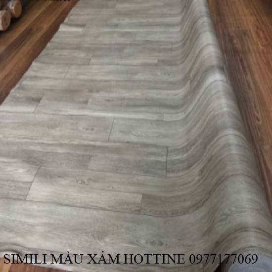 Simili lót sàn vân gỗ xám khổ 1m  - thảm simili  trải sàn giả gỗ chống trơn ,miếng simili lót sàn nhà chống thấm