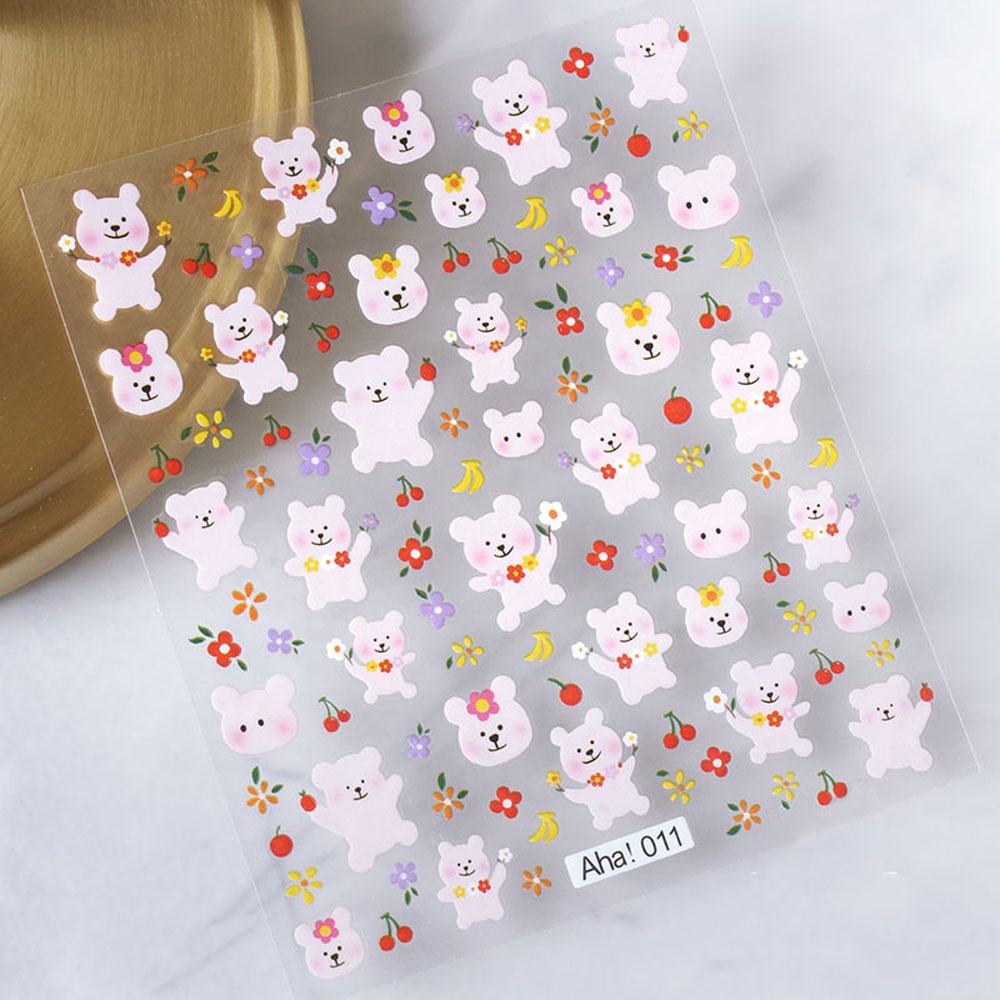 [Hàng mới về] Sticker Dán Trang Trí Móng Tay Họa Tiết Hoa Hoạt Hình Tự Dính Diy Dễ Thương