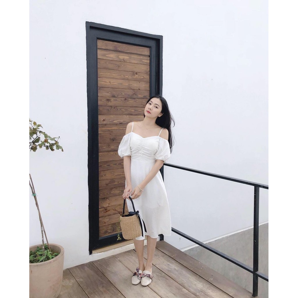 (VIDEO+HÌNH THẬT) Đầm 2 Dây Tay Phồng Nhẹ CHIK- CHIK DRESS Mẫu Mới ( TRẮNG ) | BigBuy360 - bigbuy360.vn