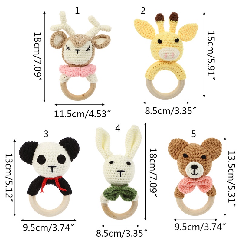 Đồ Chơi Vòng Lục Lạc Đan Móc Thủ Công Hình Động Vật Hỗ Trợ Giáo Dục Bé Mới Mọc Răng