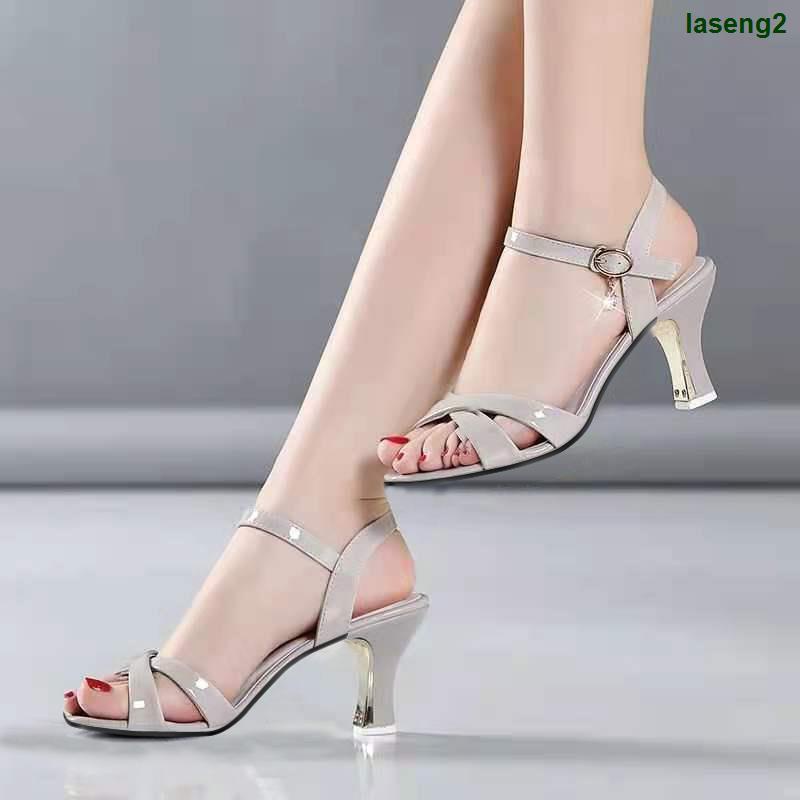 Giày Sandal Cao Gót Bằng Da Thật Mềm Thời Trang Mùa Hè 2021
