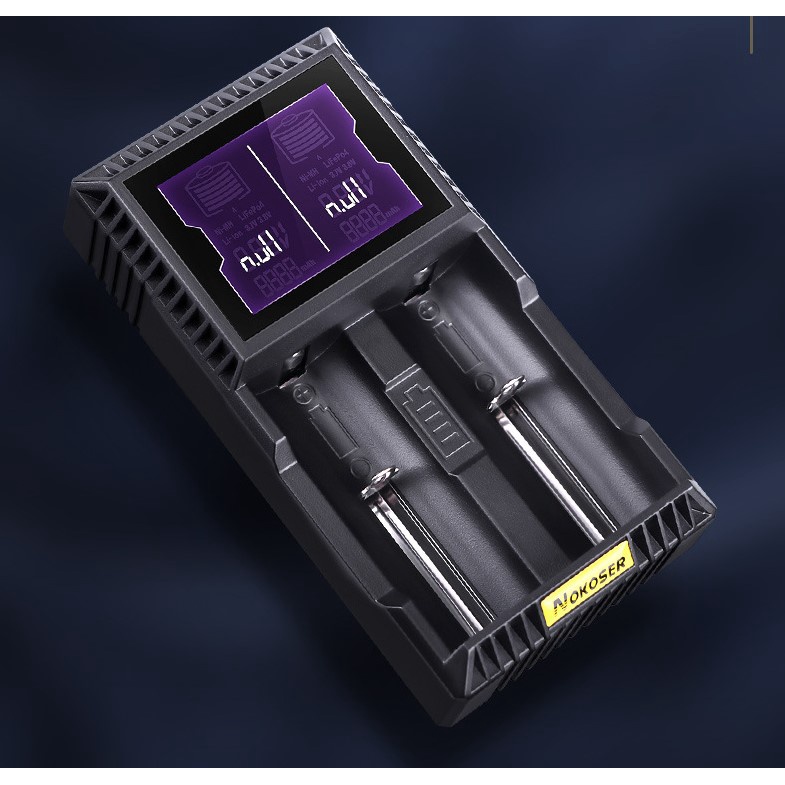 Sạc Pin Đa Năng Thông Minh 1.2V 3.7V NOKOSER D2U Cho Pin Sạc 26650, 22650, 18650, 18490, 18350, 17670, 17500, 14500