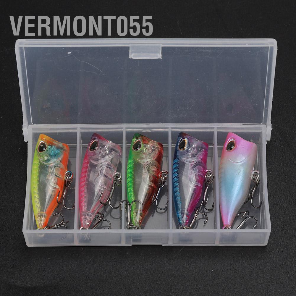 Vermont055 5PCS Plastic Mini Popper Floating Artificial Bait Fishing Lures Fish Tackle Accessory