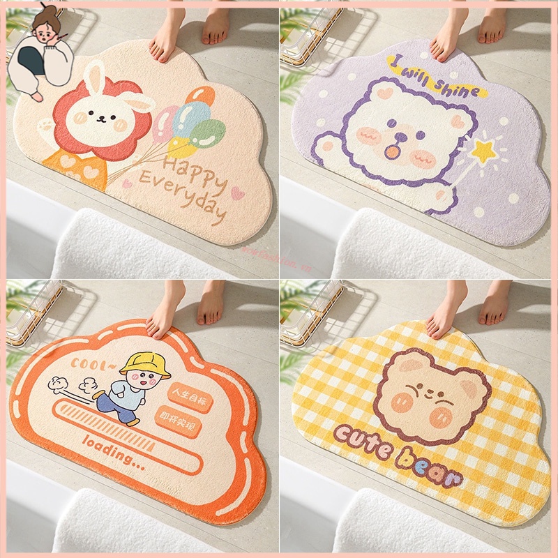 Thảm lót cửa chùi chân chống trượt thấm hút tốt họa tiết hoạt hình dễ thương