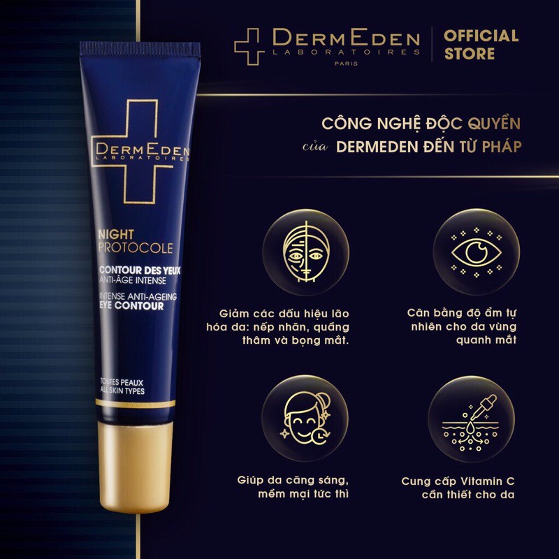Kem dưỡng mắt làm mờ quầng thâm,nếp nhăn,bọng mắt Dermeden EYE CONTOUR Retinol 1%+Niacinamide 5%  15ml | BigBuy360 - bigbuy360.vn