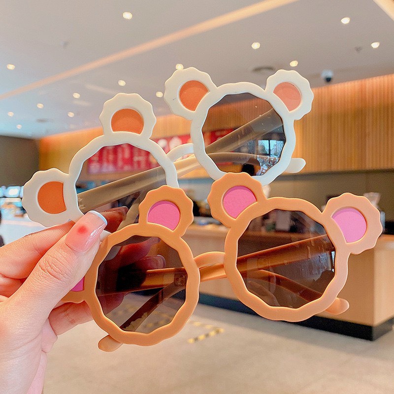 Kính râm thời trang nam nữ cho bé 7 kính mắt tai gấu tròn đen cute - Bự Store