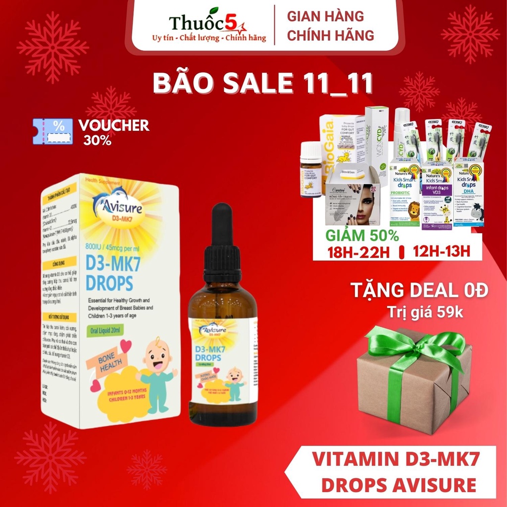 [GÍA GỐC] Vitamin D3-MK7 DROPS AVISURE - Lọ 20ml