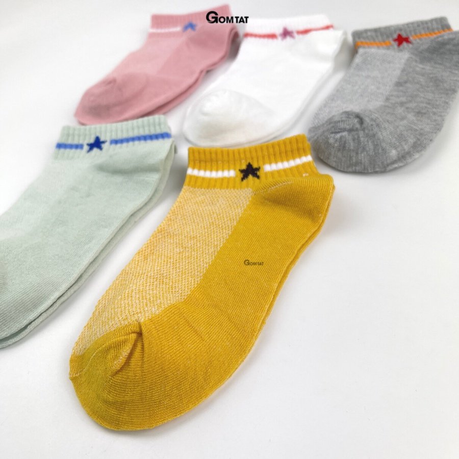 Set 5 Đôi Tất Nữ Cổ Ngắn GOMTAT Họa Tiết Ngôi Sao, Vớ Nữ Cổ Thấp Thời Trang Hàn Quốc Siêu Dễ Thương - CB015-2