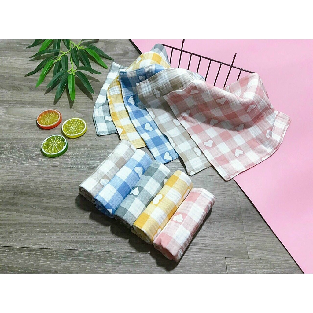 KHĂN YẾM TAM GIÁC KẺ VẢI MUSLIN, XÔ SỢI TRE AN TOÀN CHO BÉ