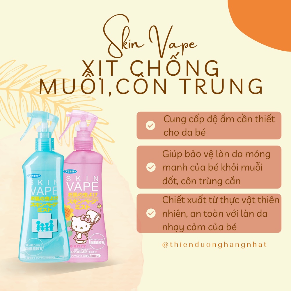 Xịt chống muỗi và côn trùng cho bé Skin Vape Nhật Bản 200ml( mẫu mới)